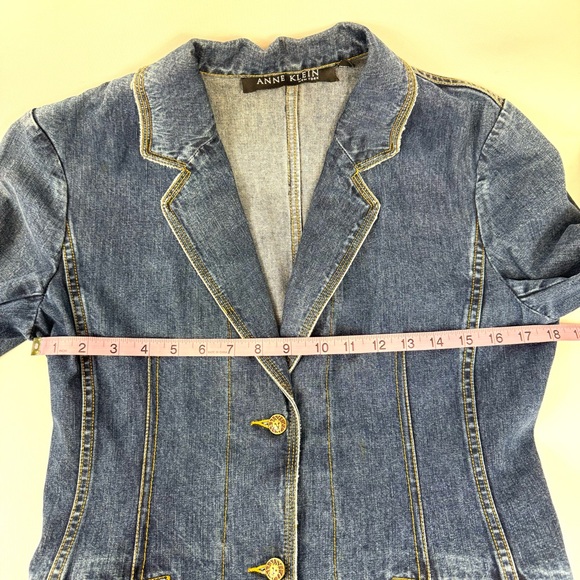 Anne Klein vintage denim tailored denim blazer, Bloomingdale’s y2kSz 6 Petite - Picture 10 of 17